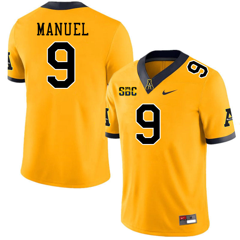 Appalachian State Mountaineers #9 Dylan Manuel College Football Jerseys Stitched-Gold Appalachian State Mountaineers #9 Dylan Manuel College Football Jerseys Stitched-Gold